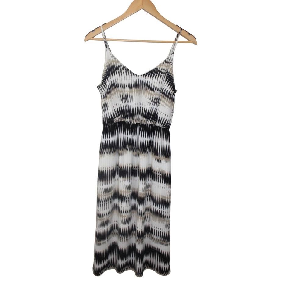Vince Camuto Ikat Black‎ and Cream Spaghetti Strap Maxi Dress XS